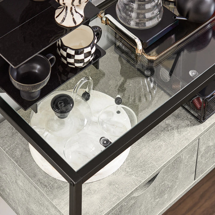 Konsolbord med opbevaring, industrielt look, B81 x D35 x H78 cm, grå