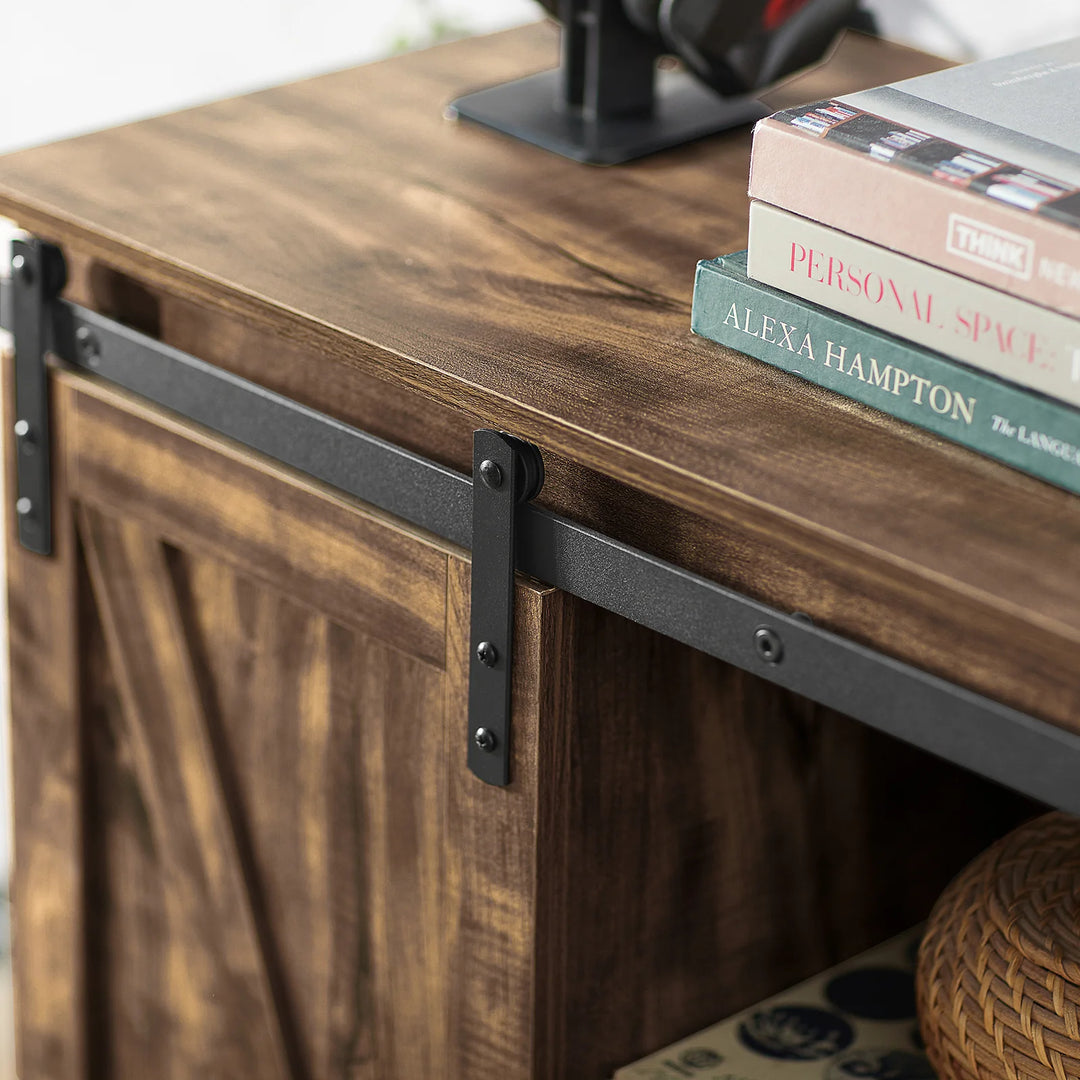 Skænk med skydedøre i rustikt look, B120 x D40 x H70 cm, brun