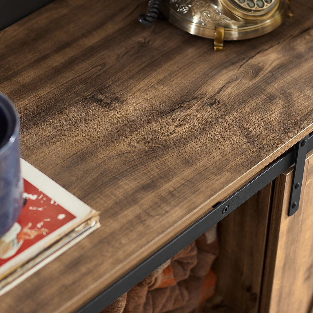 Skænk med skydedøre i rustikt look, B120 x D40 x H70 cm, brun