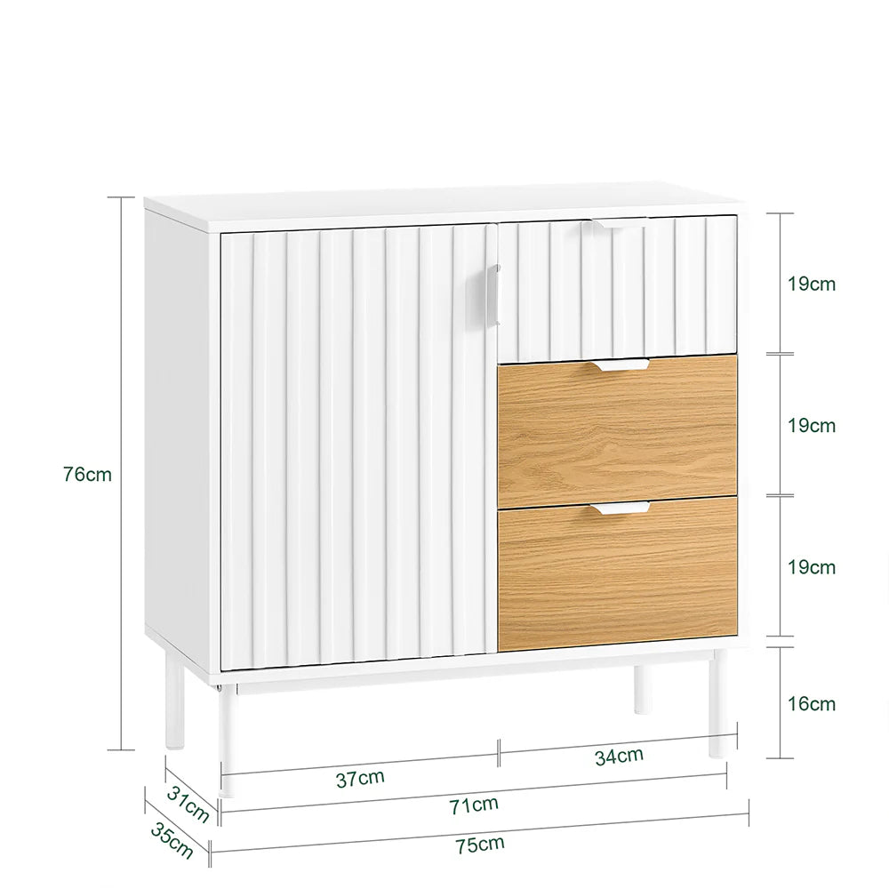 Multi-funktionel møbel med plads til sko, smart til entré, L75xB35xH76 cm