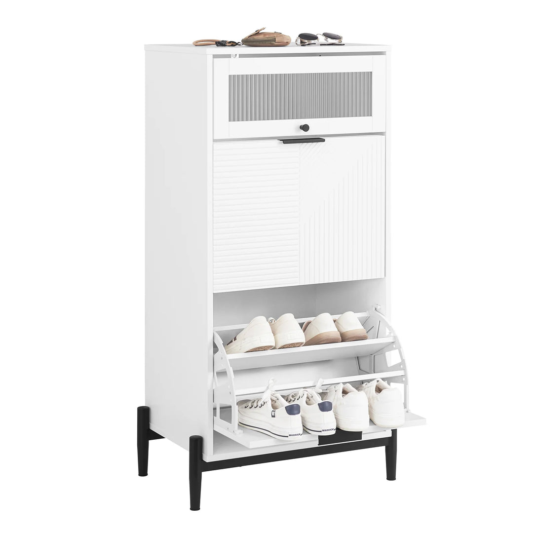 Elegant hvidt skoskab, 59x40x115 cm, hvid