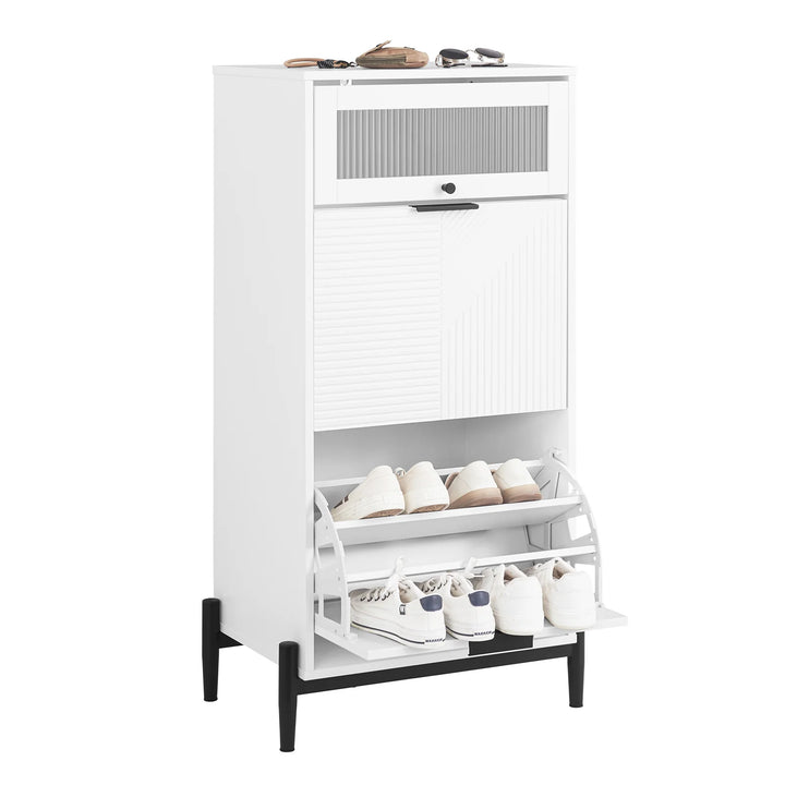 Elegant hvidt skoskab, 59x40x115 cm, hvid