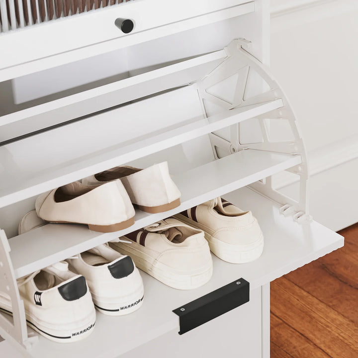 Elegant hvidt skoskab, 59x40x115 cm, hvid