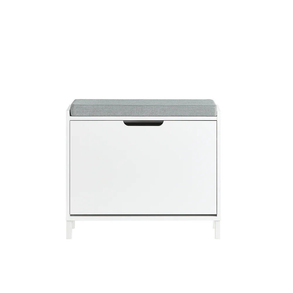 Minimalistisk skobænk med opbevaring - den elegante løsning til din entré, L60xB24xH52 cm, hvid