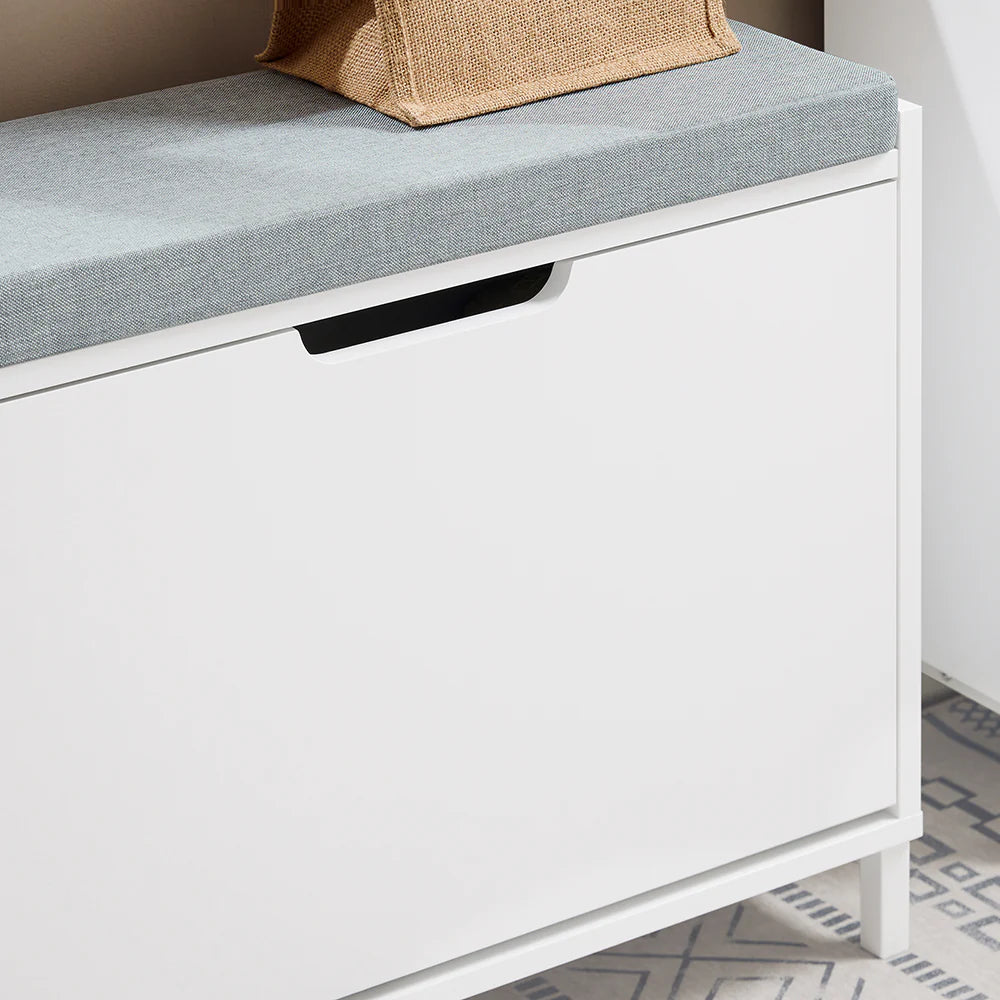 Minimalistisk skobænk med opbevaring - den elegante løsning til din entré, L60xB24xH52 cm, hvid