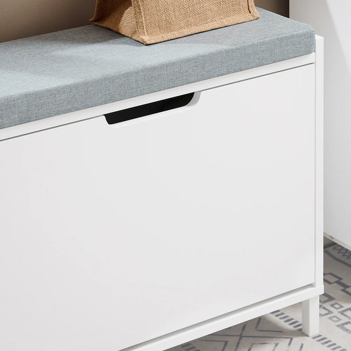 Minimalistisk skobænk med opbevaring - den elegante løsning til din entré, L60xB24xH52 cm, hvid