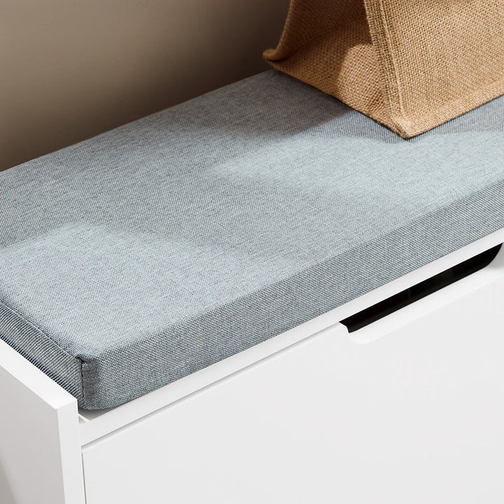 Minimalistisk skobænk med opbevaring - den elegante løsning til din entré, L60xB24xH52 cm, hvid