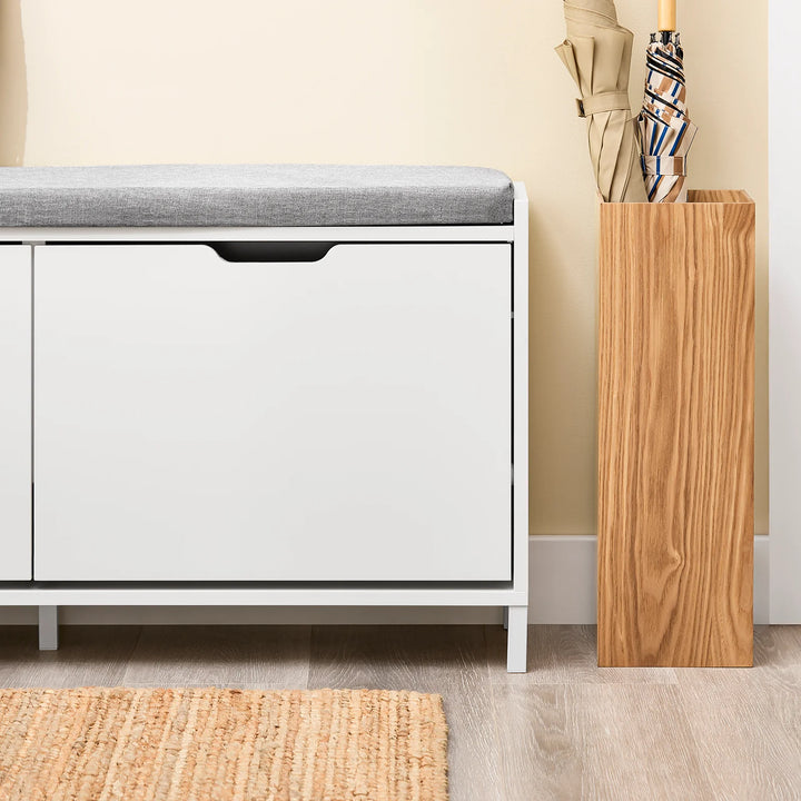 Skobænk med sæde og skoskab – perfekt til entréen, 105 x 52 x 24 cm, hvid