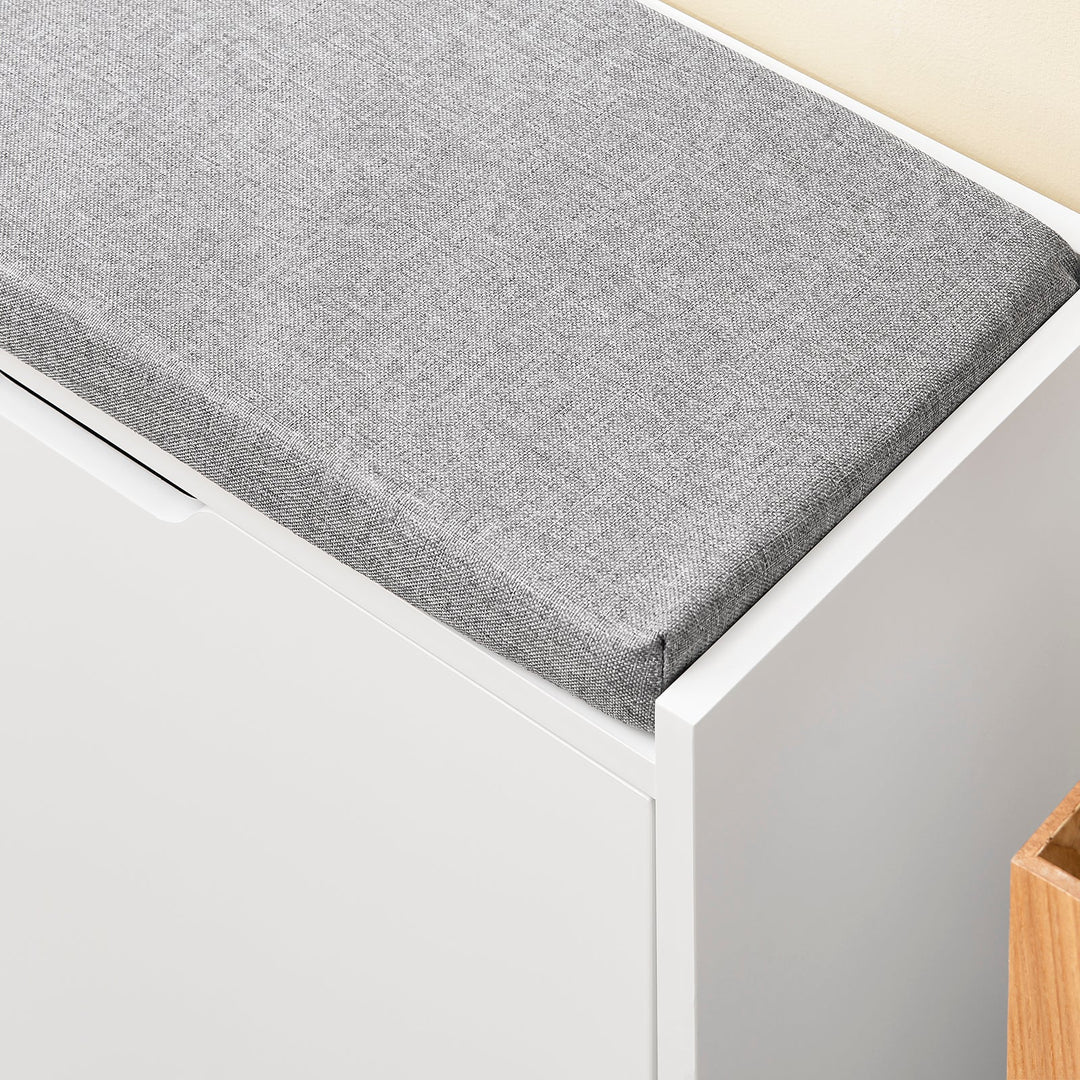 Skobænk med sæde og skoskab – perfekt til entréen, 105 x 52 x 24 cm, hvid