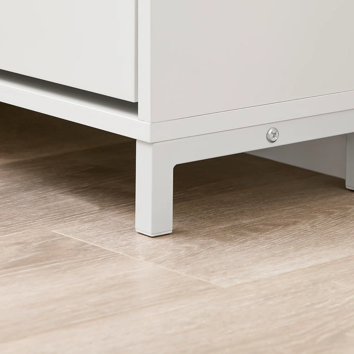 Skobænk med sæde og skoskab – perfekt til entréen, 105 x 52 x 24 cm, hvid