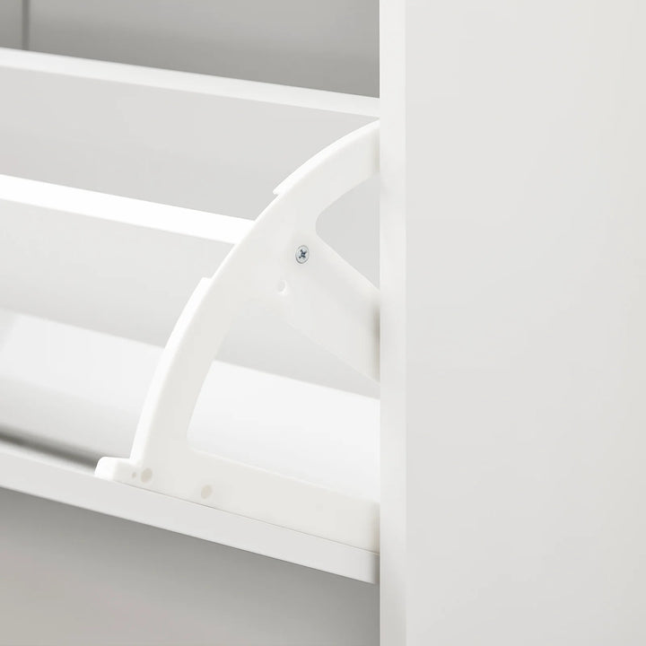 Skobænk med sæde og skoskab – perfekt til entréen, 105 x 52 x 24 cm, hvid