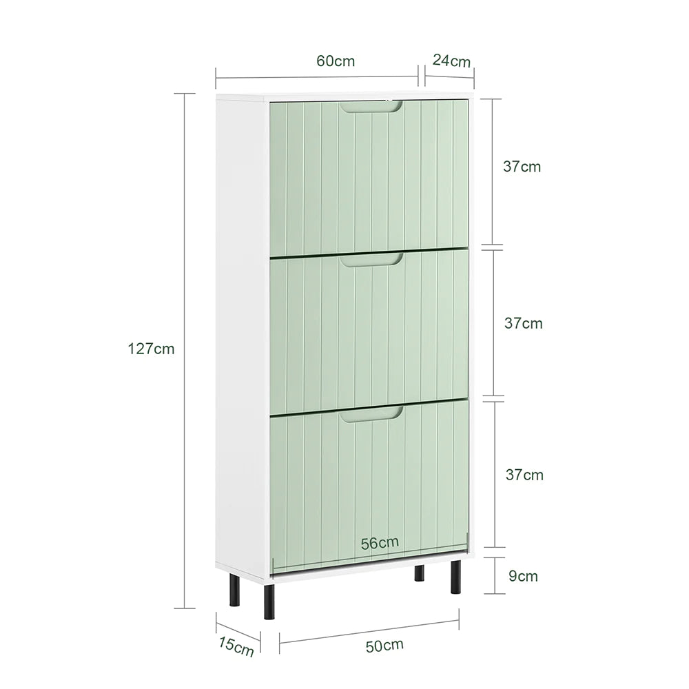 Opbevar dine sko med stil - moderne skoskab i grøn, 24x127x60 cm