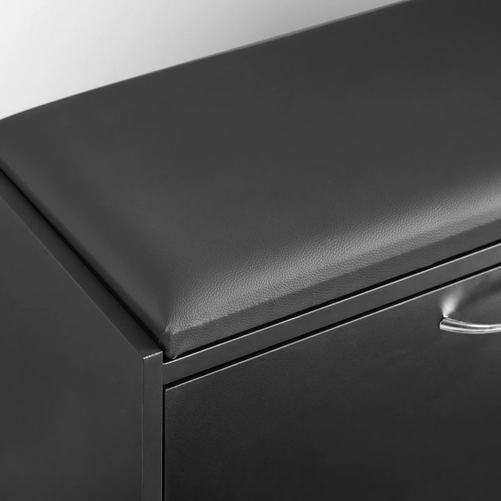 Modene skobænk i MDF og kunstlæder, vippefunktion, B60 x D30 x H47 cm, sort