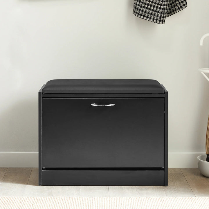 Modene skobænk i MDF og kunstlæder, vippefunktion, B60 x D30 x H47 cm, sort