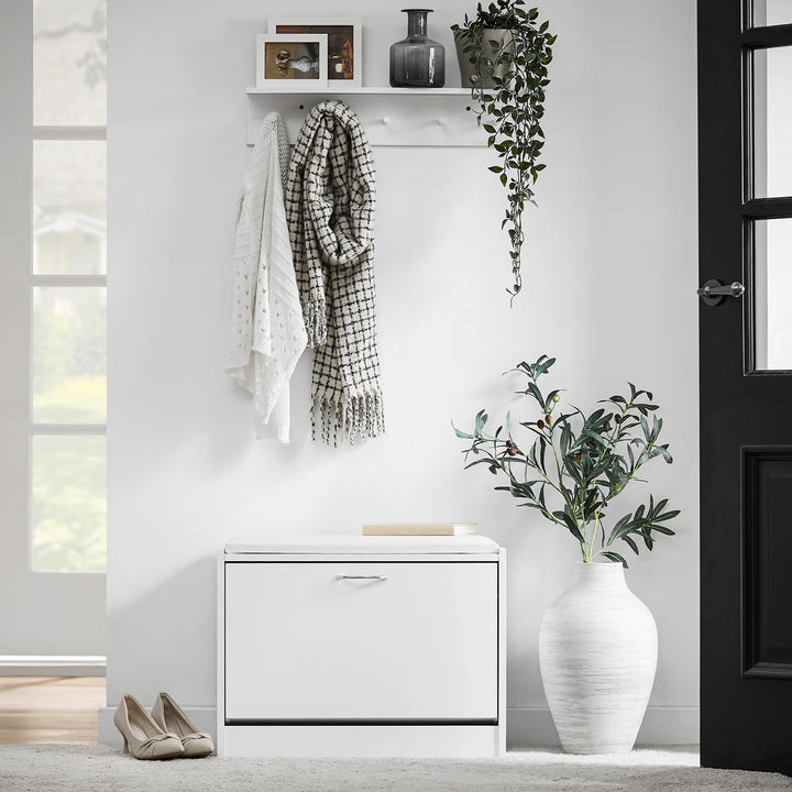 Organisér din entré med denne moderne og alsidige skobænk, B60 x D30 x H48 cm, hvid