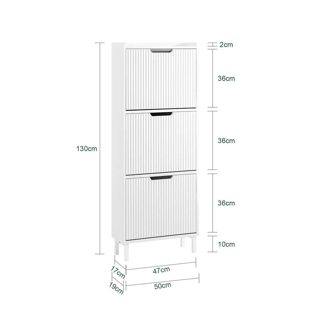 Pladsbesparende skoskab i skandi-stil, L50xB19xH130 cm, hvid