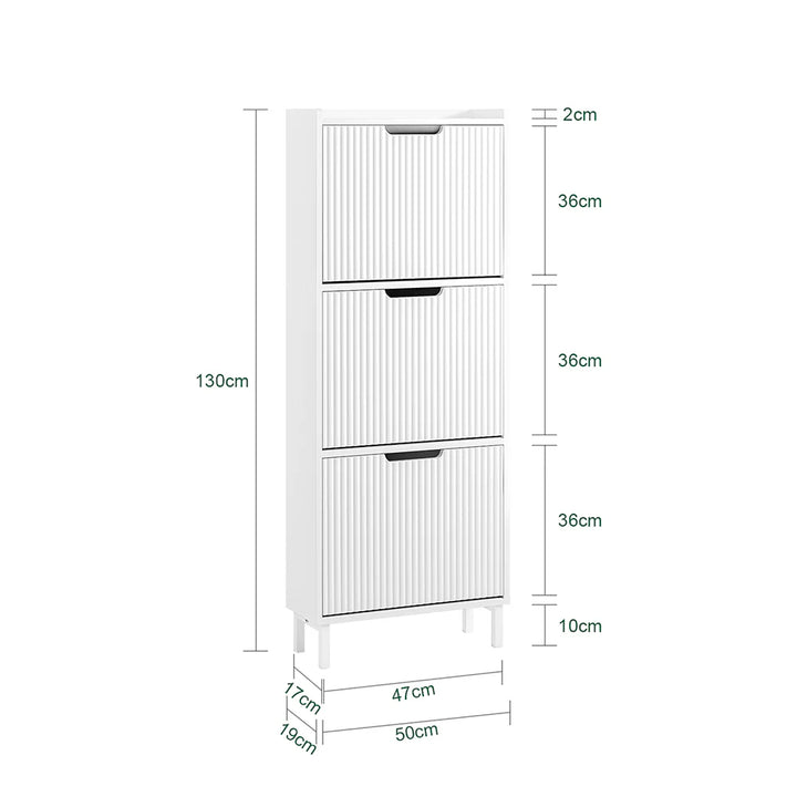 Pladsbesparende skoskab i skandi-stil, L50xB19xH130 cm, hvid