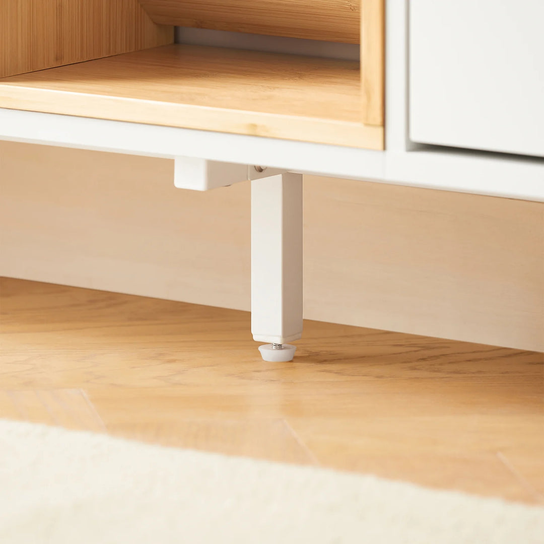 Skoskab med 4 døre og 3 åbne rum, L126 x B19 x H85 cm, hvid