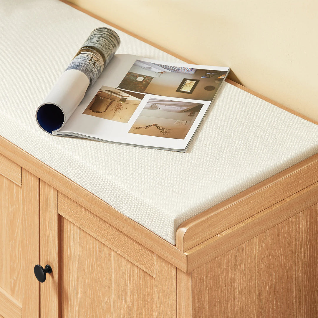 Elegant lys naturfarvet skobænk i japandi-stil, 104x35x47 cm