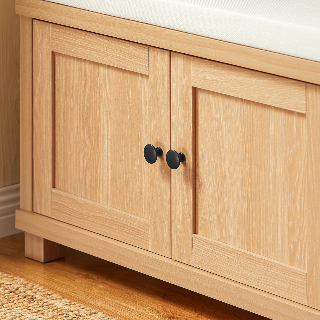 Elegant lys naturfarvet skobænk i japandi-stil, 104x35x47 cm