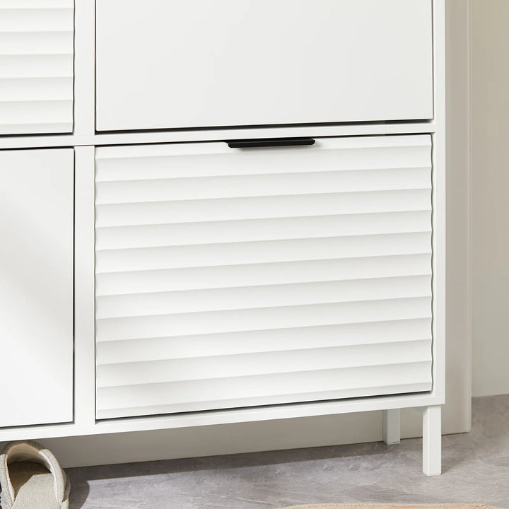 Minimalistisk skoskab med 4 skuffer i hvid, 100x19x90cm