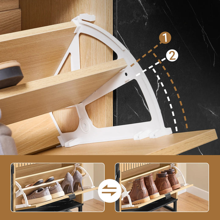 Elegant og pladsbesparende skoskab (90 x 88 x 24 cm) i sort og naturfarve