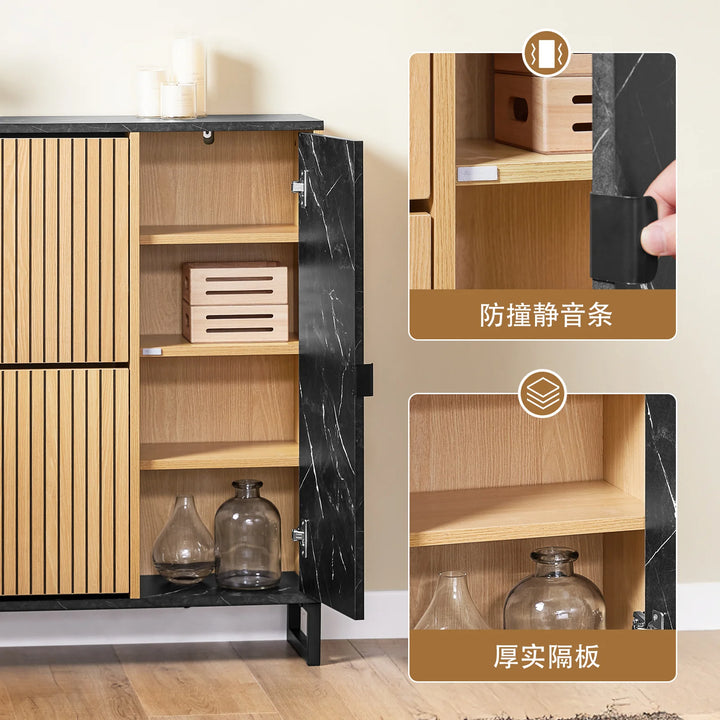 Elegant og pladsbesparende skoskab (90 x 88 x 24 cm) i sort og naturfarve