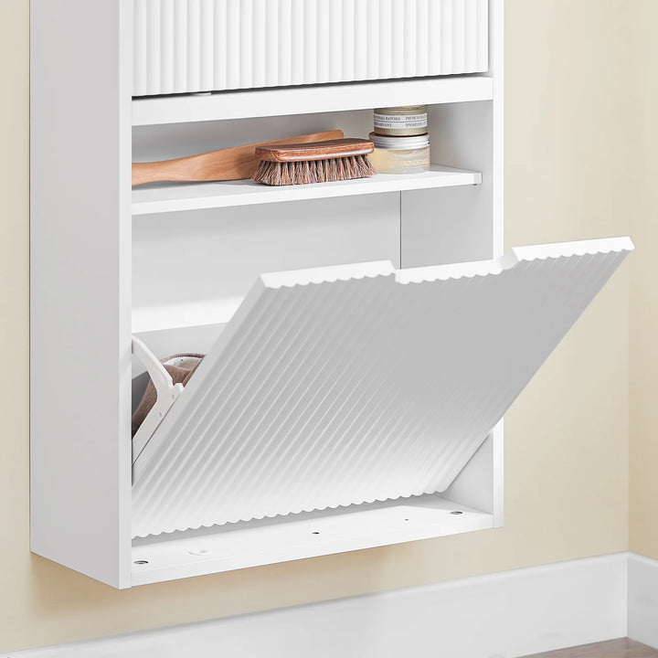 Ekstra smalt skoskab til entré med 19 cm dybde – justerbar montering vertikalt/horisontalt, hvid, 50 x 19 x 100 cm