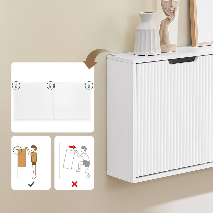 Ekstra smalt skoskab til entré med 19 cm dybde – justerbar montering vertikalt/horisontalt, hvid, 50 x 19 x 100 cm