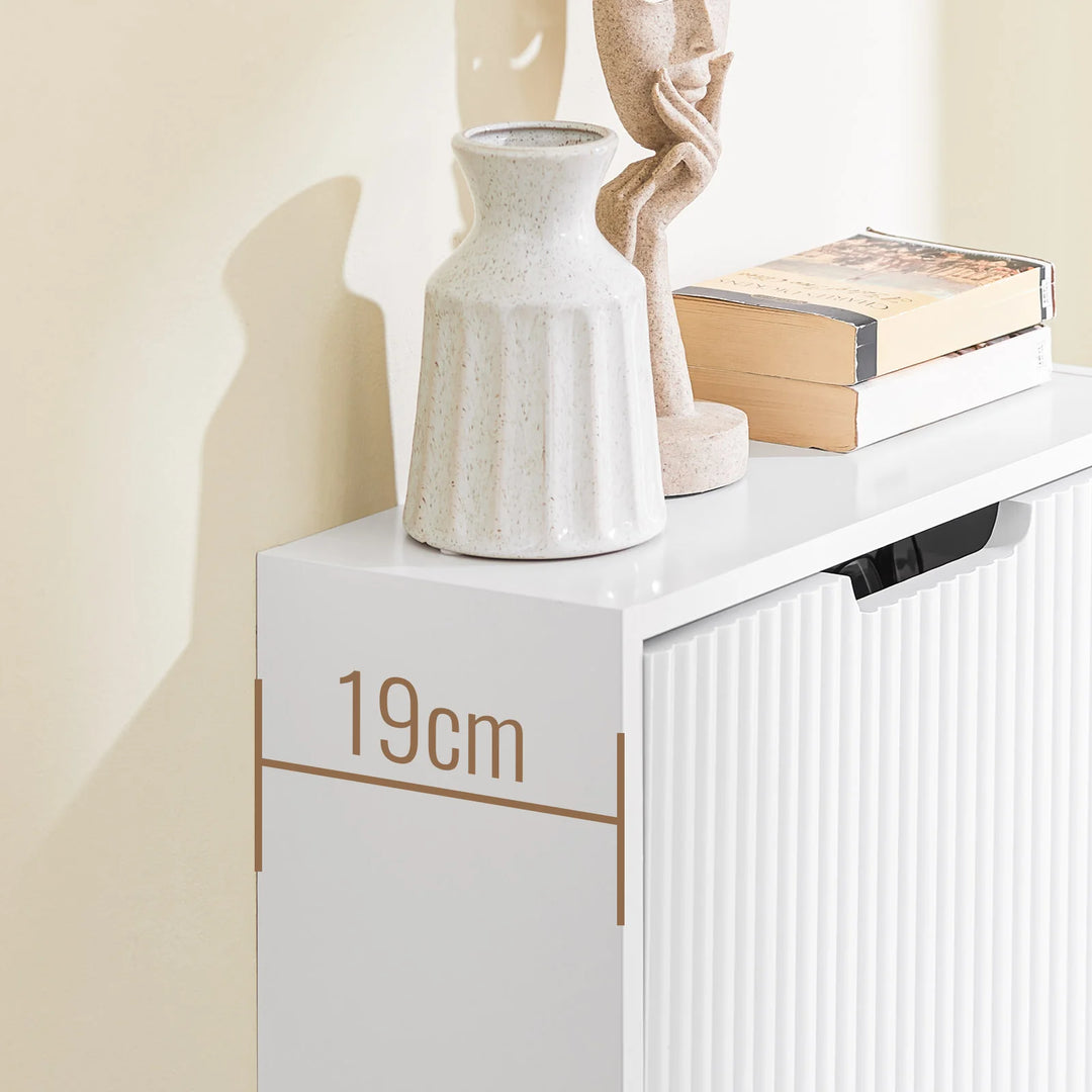 Ekstra smalt skoskab til entré med 19 cm dybde – justerbar montering vertikalt/horisontalt, hvid, 50 x 19 x 100 cm