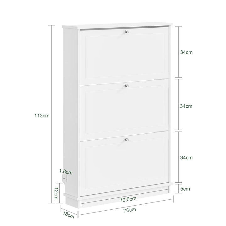 Ekstra smalt skoskab i hvid – kun 18 cm dybt, 105 × 18 × 78 cm