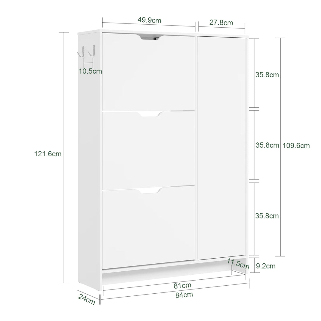 Ekstra smalt skoskab, kun 24,1 cm dybt, nordisk design