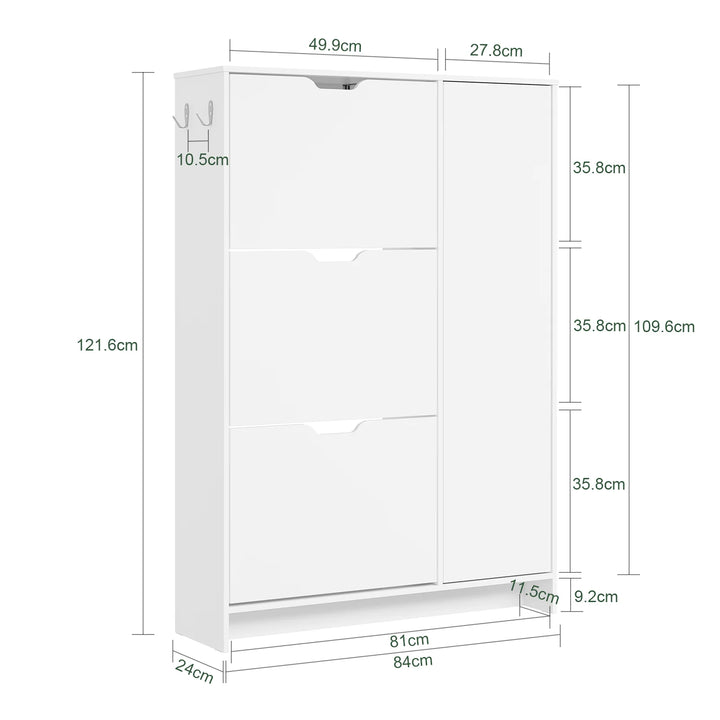 Ekstra smalt skoskab, kun 24,1 cm dybt, nordisk design