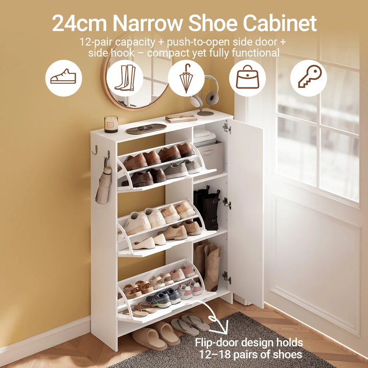 Ekstra smalt skoskab, kun 24,1 cm dybt, nordisk design