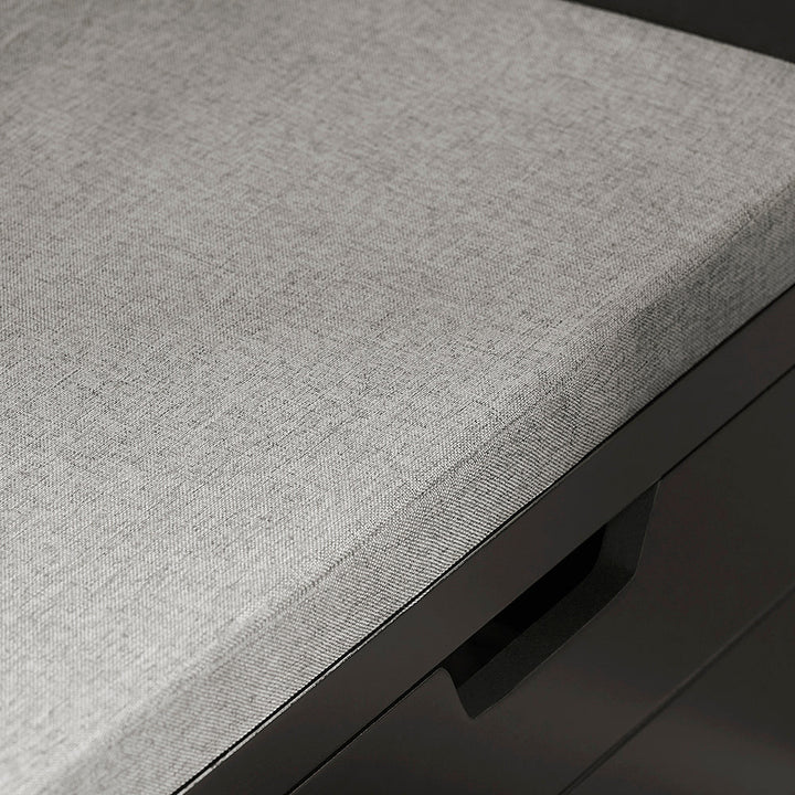 Skobænk med skab, sort med grå hynde