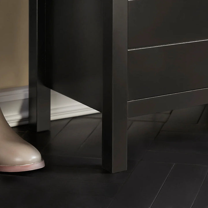 Skobænk med skab, sort med grå hynde