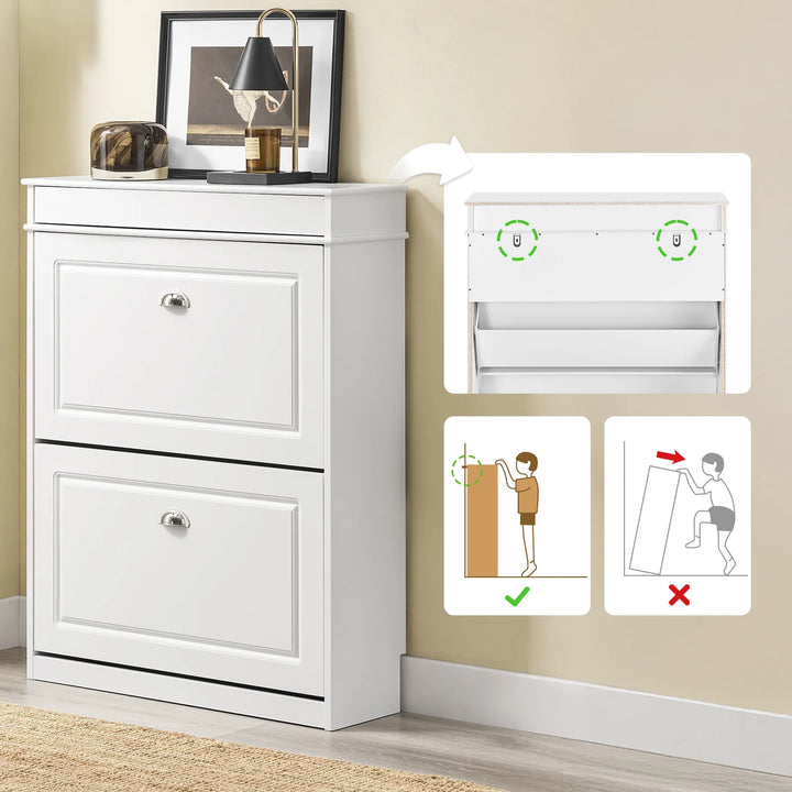 Elegant og pladsbesparende skoskab i hvid (75 x 24 x 96 cm)