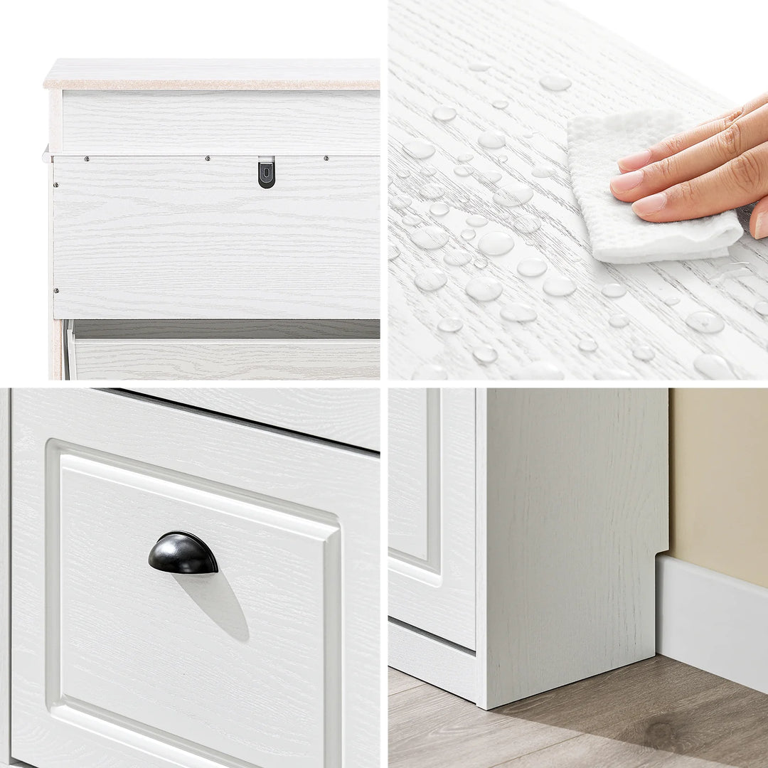 Elegant og pladsbesparende skoskab i hvid vintage-træ-effekt (54 x 82 x 24 cm)