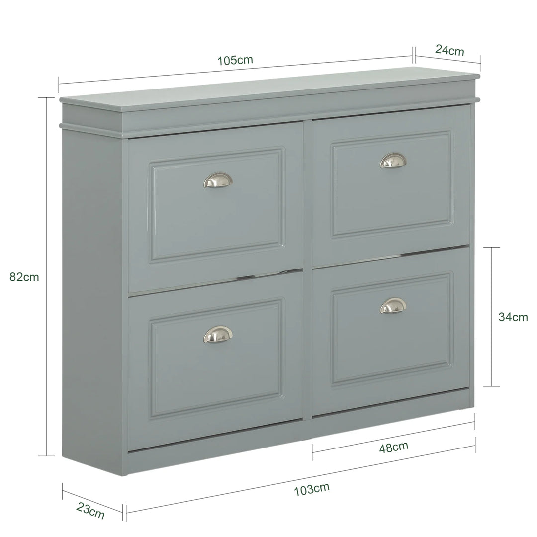 Elegant og rummelig skoskab, B105 x D24 x H82 cm, grå