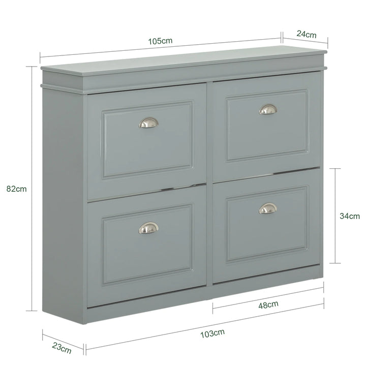 Elegant og rummelig skoskab, B105 x D24 x H82 cm, grå