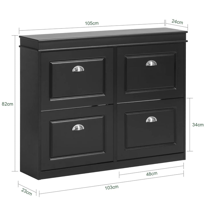 Moderne og elegant skoskab, B105 x D24 x H82 cm, sort