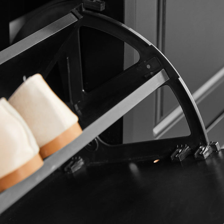 Moderne og elegant skoskab, B105 x D24 x H82 cm, sort