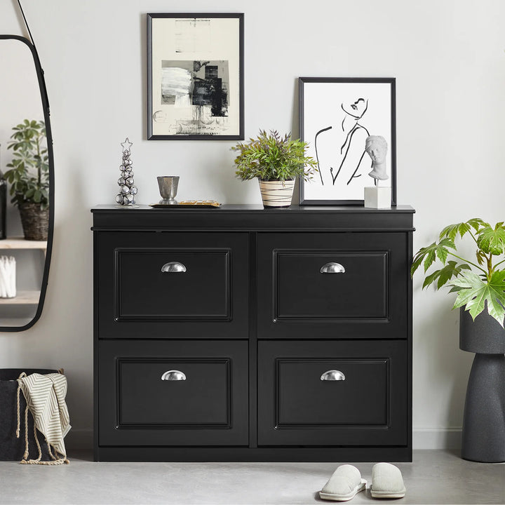 Moderne og elegant skoskab, B105 x D24 x H82 cm, sort