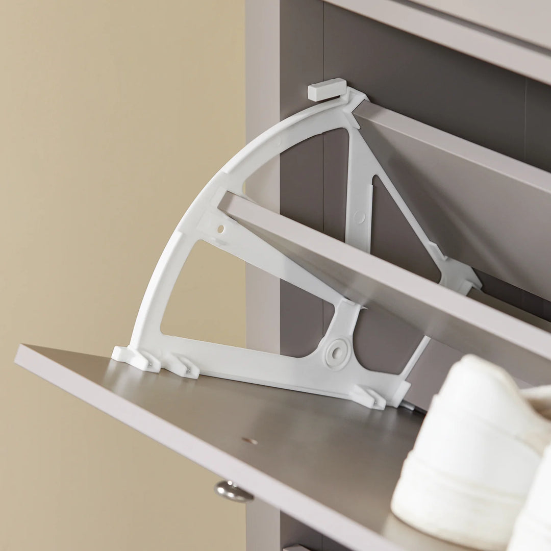 Genialt pladsbesparende: slankt skoskab til gangen – kun 24 cm dybt, B80xD25xH108 cm, lysbrun