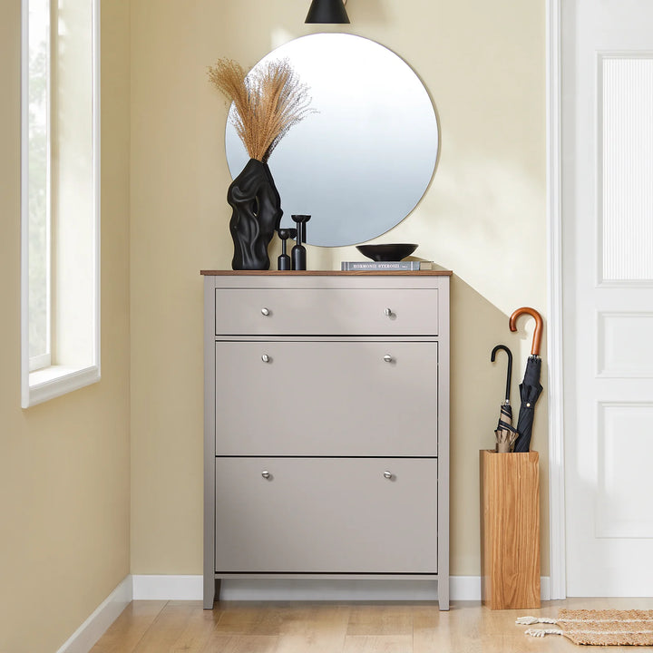 Genialt pladsbesparende: slankt skoskab til gangen – kun 24 cm dybt, B80xD25xH108 cm, lysbrun