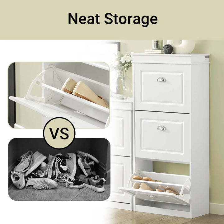 Smart skoskab med vippefunktion, 53 x 24 x 117 cm, hvid