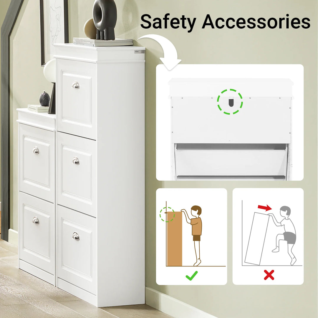 Smart skoskab med vippefunktion, 53 x 24 x 117 cm, hvid