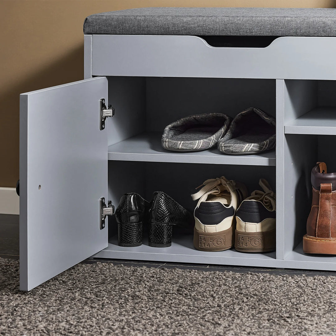 Skobænk med 2 døre og 2 hylder, 100x34x48 cm, grå