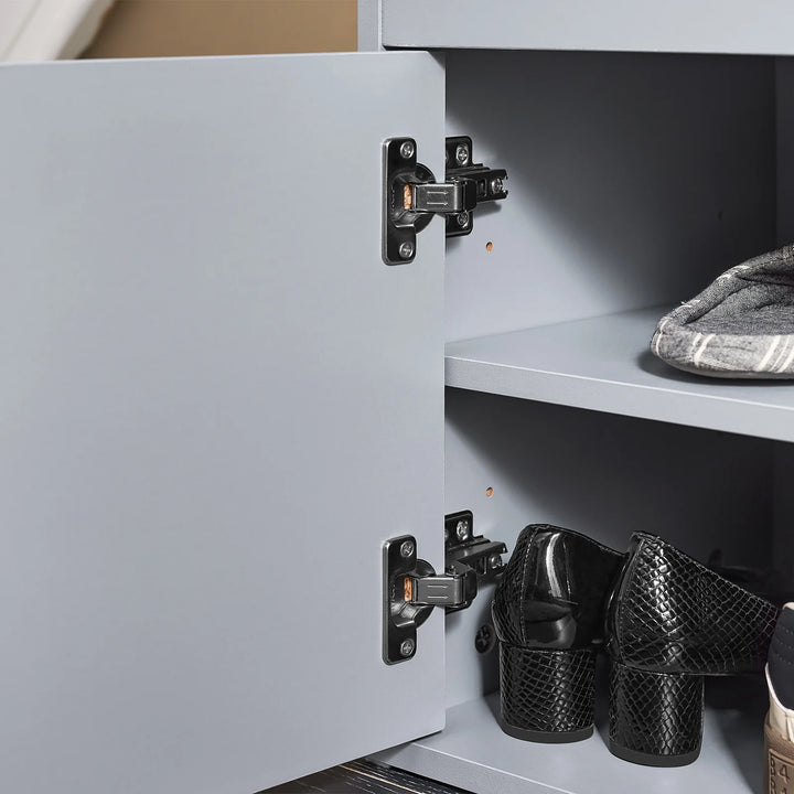 Skobænk med 2 døre og 2 hylder, 100x34x48 cm, grå