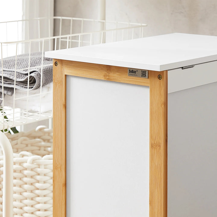 Stilsikker vasketøjskurv i bæredygtigt bambustræ, 30 x 50 x 60 cm